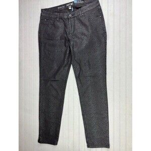 Apt 9 Size 8 Womens Jeans Black Pattern Modern Fit Skinny Leg Mid Rise Stretch